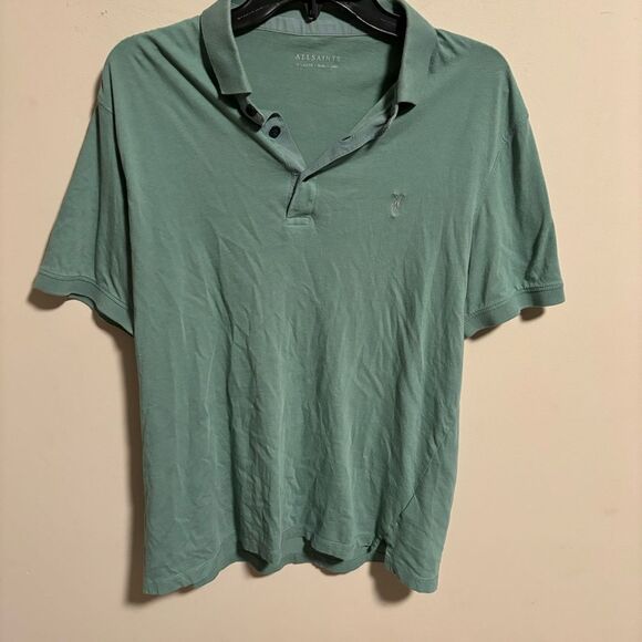 AllSaints Reform Green Collar Polo Short Sleeve Shirt- Size XL - Picture 1 of 11
